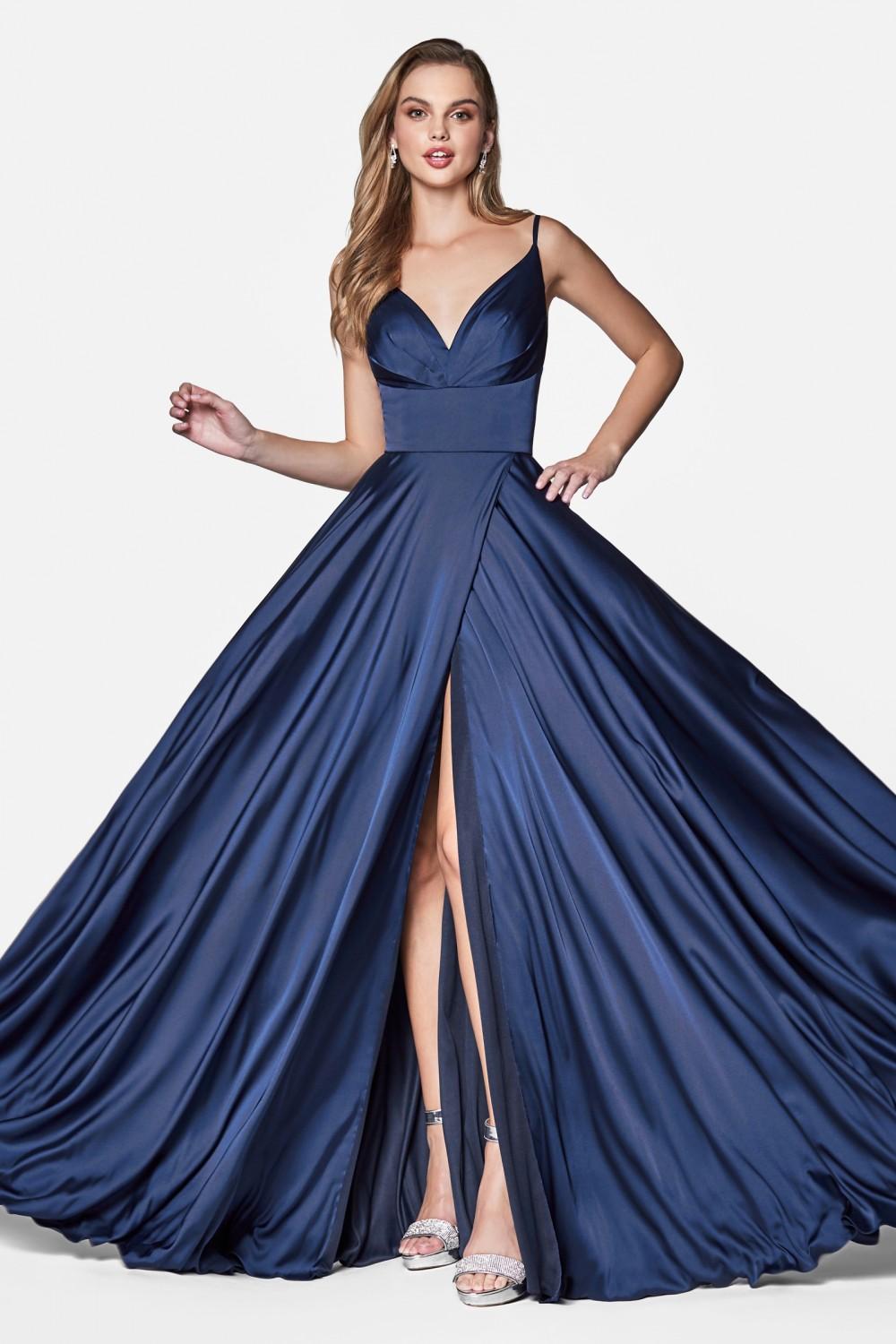A-line One Shoulder Sky Blue Satin Long Prom Dress with Pockets QP1260 –  SQOSA