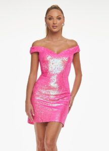 hot pink sequin cross back dress