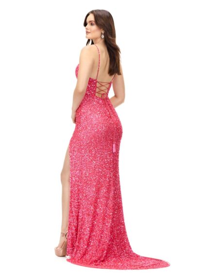 V Neck Sequin Dress by AshleyLauren 11037 - Image 13