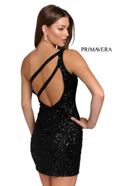 Short One Shoulder Dress by Primavera Couture 3573 - Gowntastic