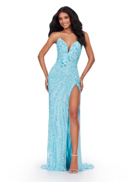 Strapless Gown with Sequin Motif by Ashley Lauren 11236 - Image 7